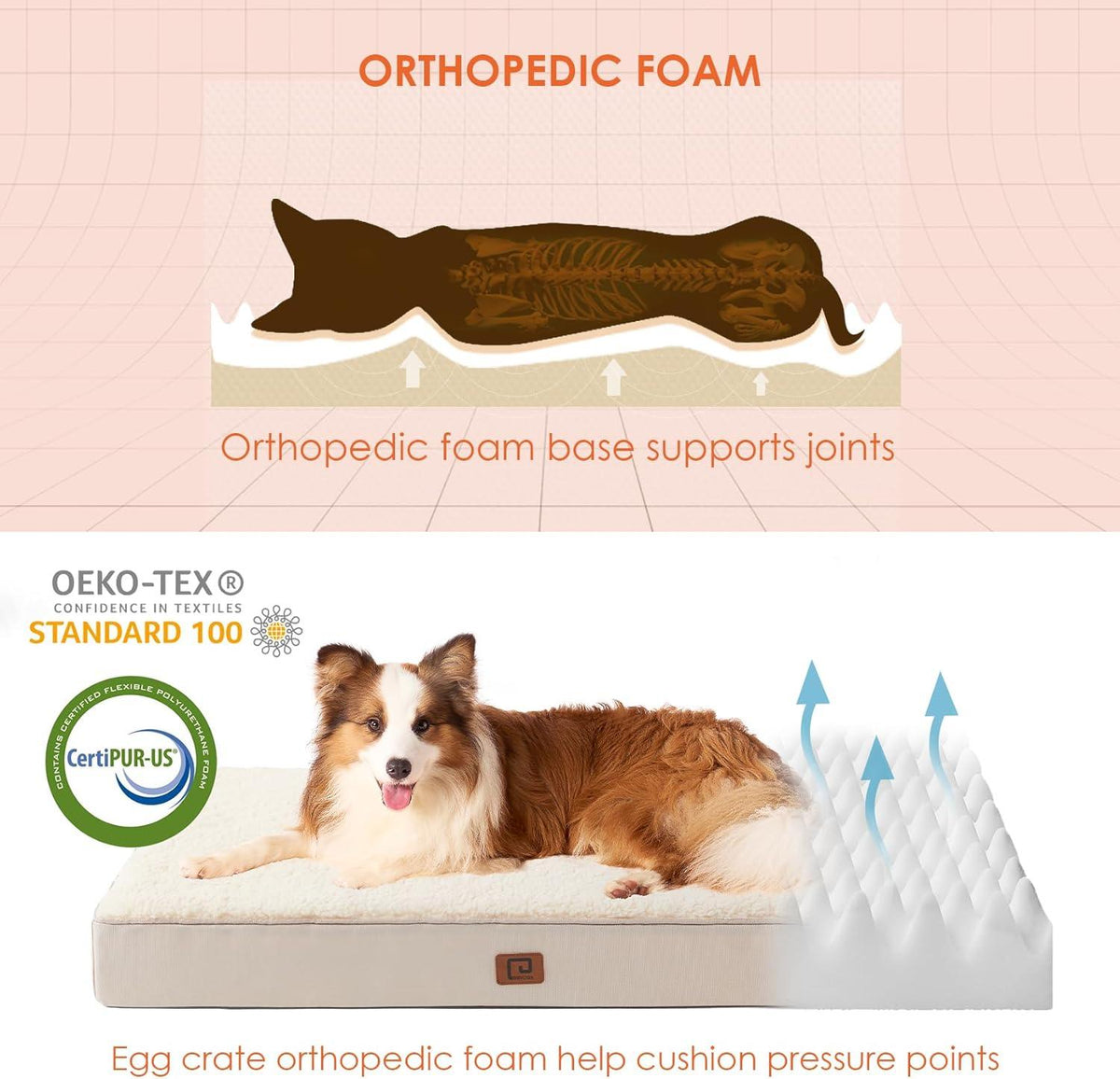 EHEYCIGA Foam Dog Mattress with Removable Cover