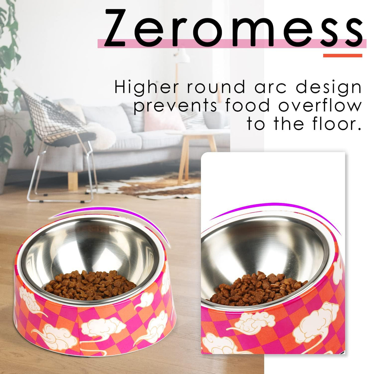 SuperDesign Slanted Stainless-Steel Pet Bowl