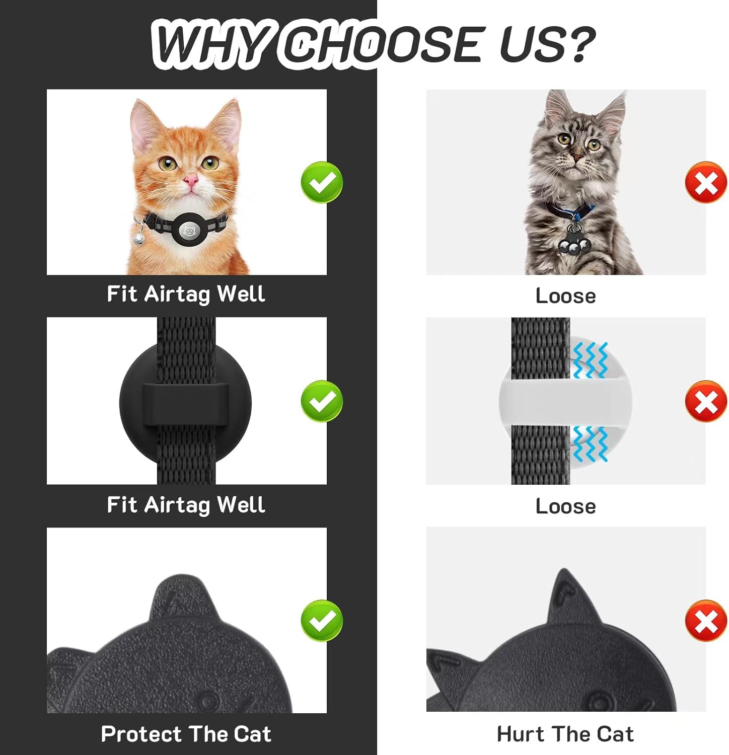 2 Pack Airtag Cat Collar Breakaway with | PetNestUK