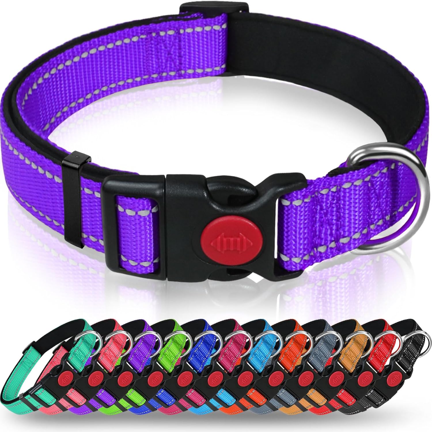 Taglory Reflective Nylon Dog Collar with Safety | PetNestUK