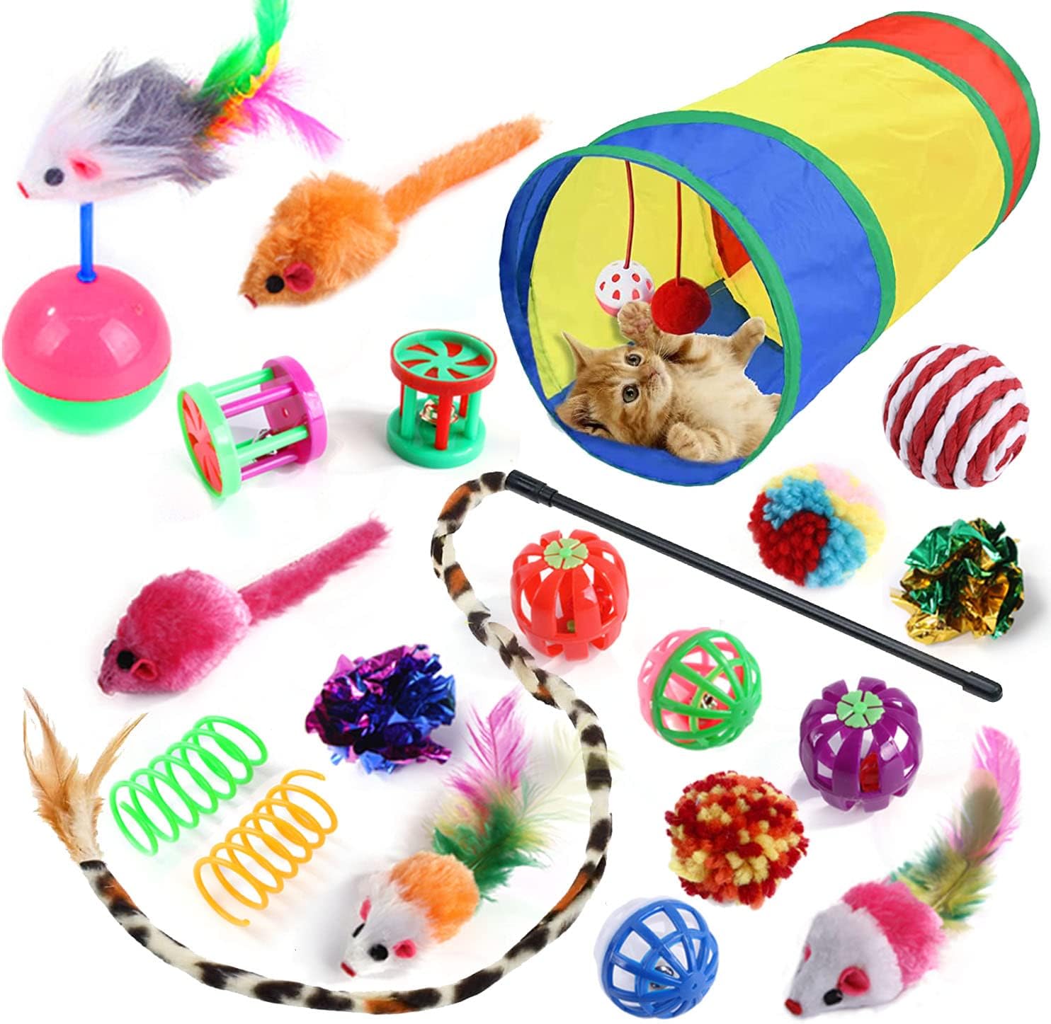 20 Pcs Cat Toys for Indoor Kitten, Collapsible | PetNestUK