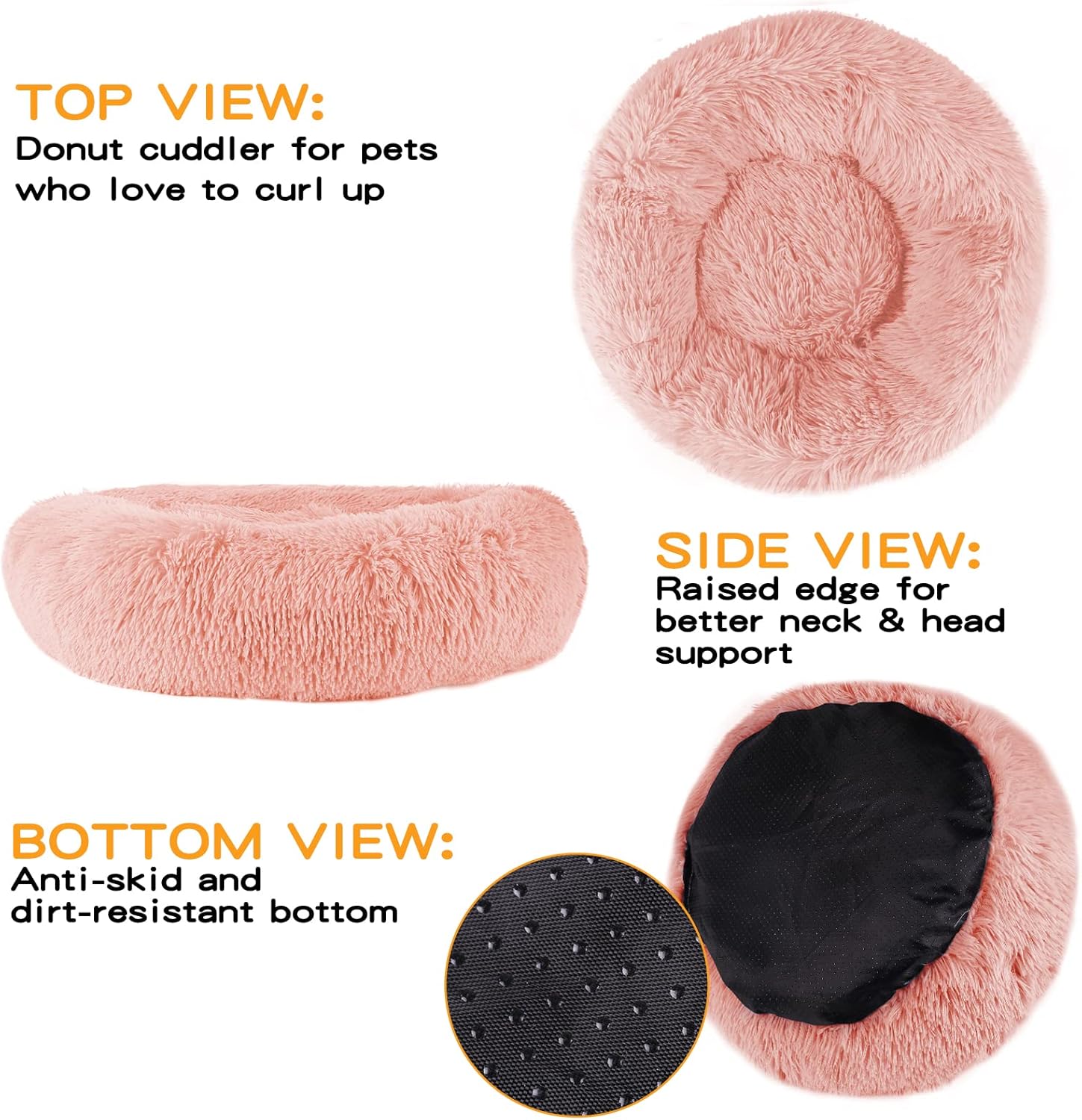 Enjamoy Plush Donut Dog Bed, Calming Round Dog | PetNestUK