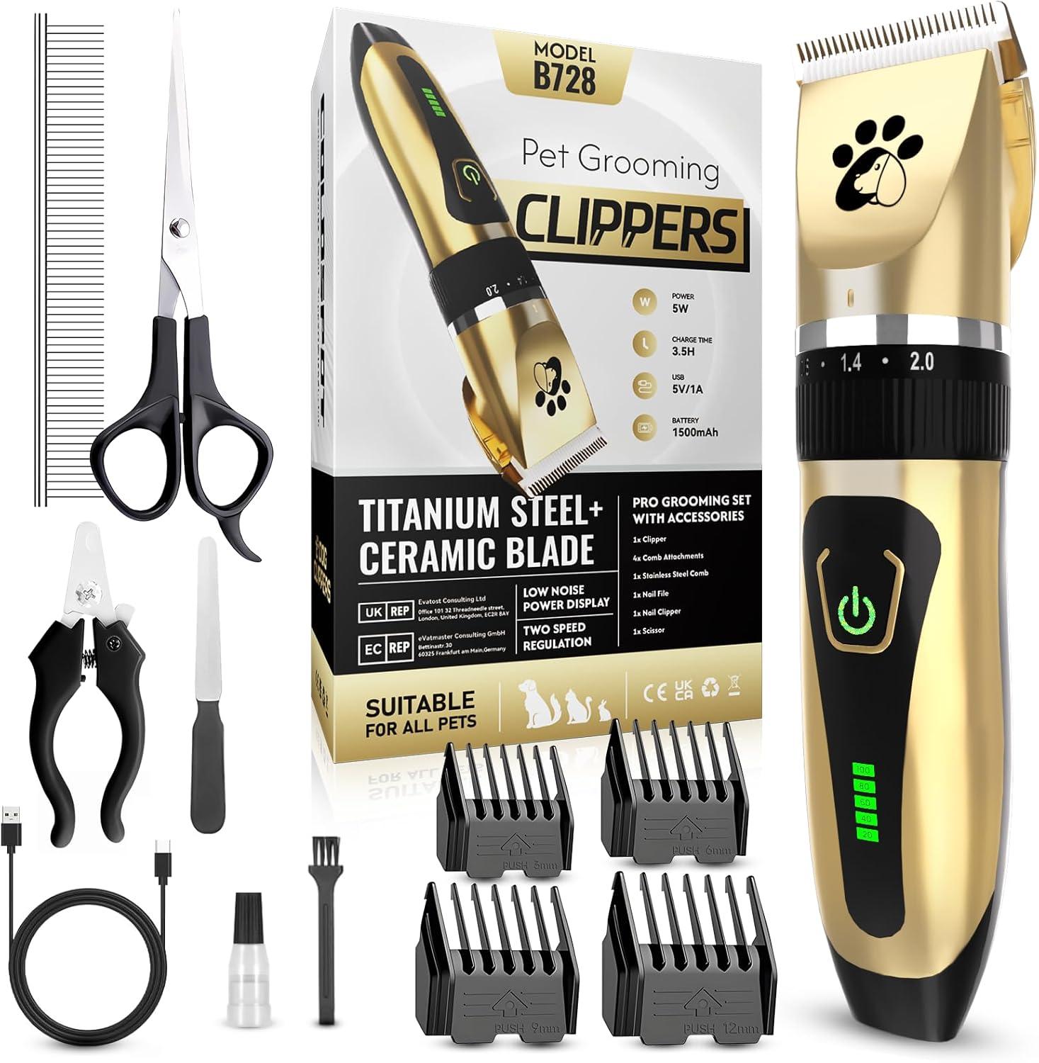 Dog Clippers Cordless, Professional Dog Trimmer, | PetNestUK