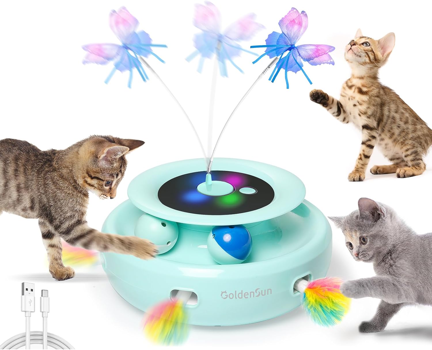 GoldenSun 3-In-1 Interactive Cat Toys for Indoor | PetNestUK