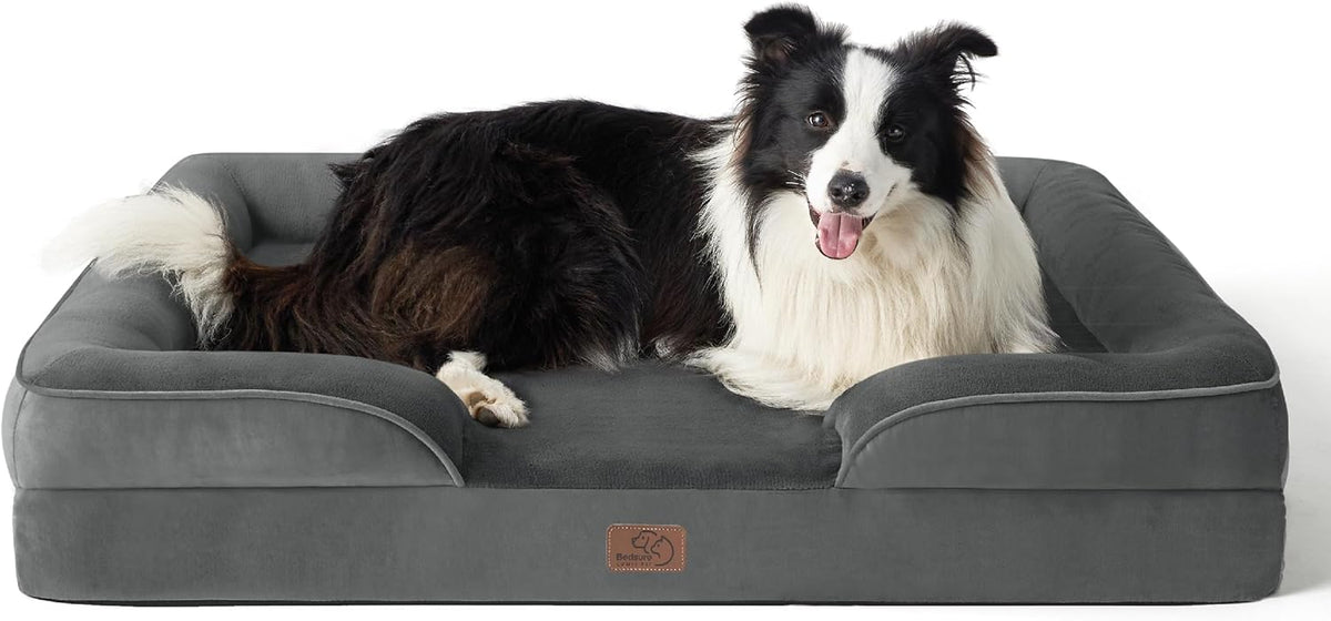 Bedsure Foam Dog Sofa Bed with Bolster Sides