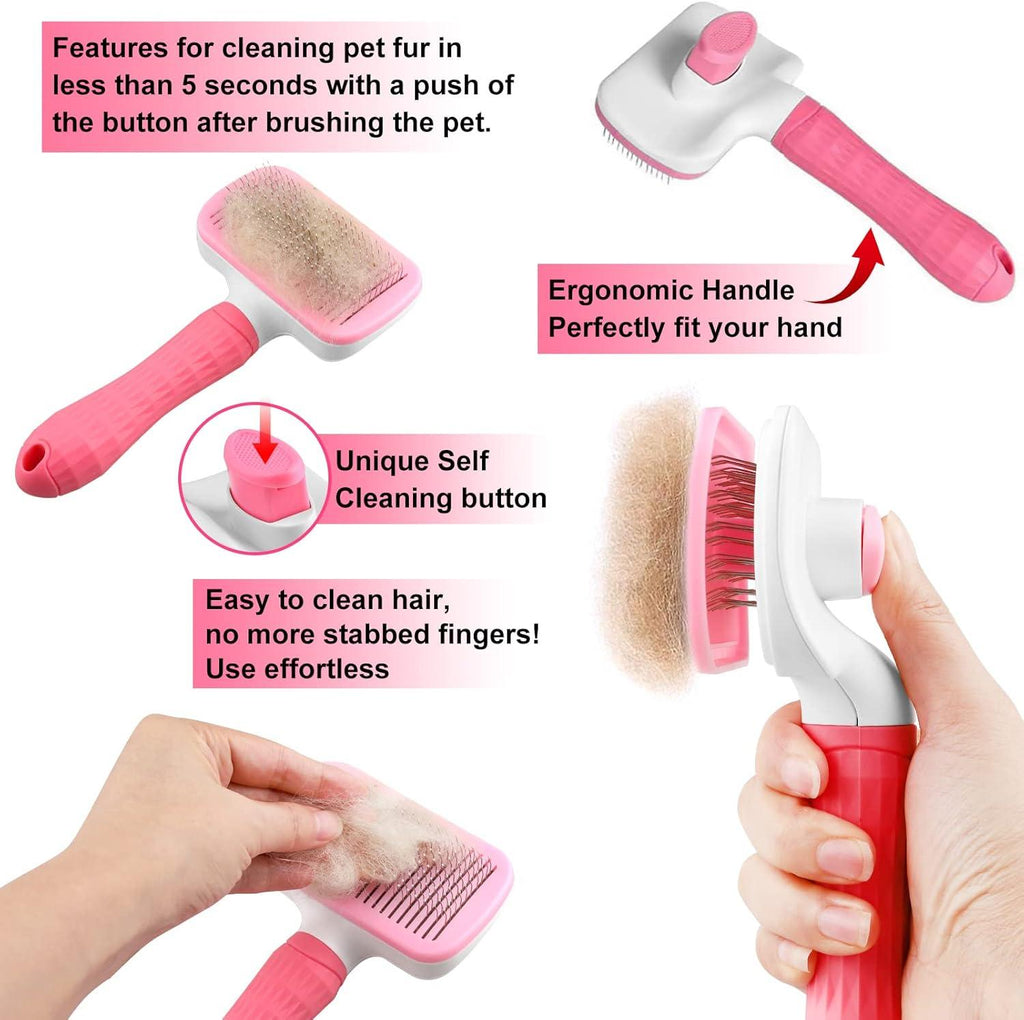 Dog Brush Cat Brush Grooming Comb,Self Cleaning | PetNestUK