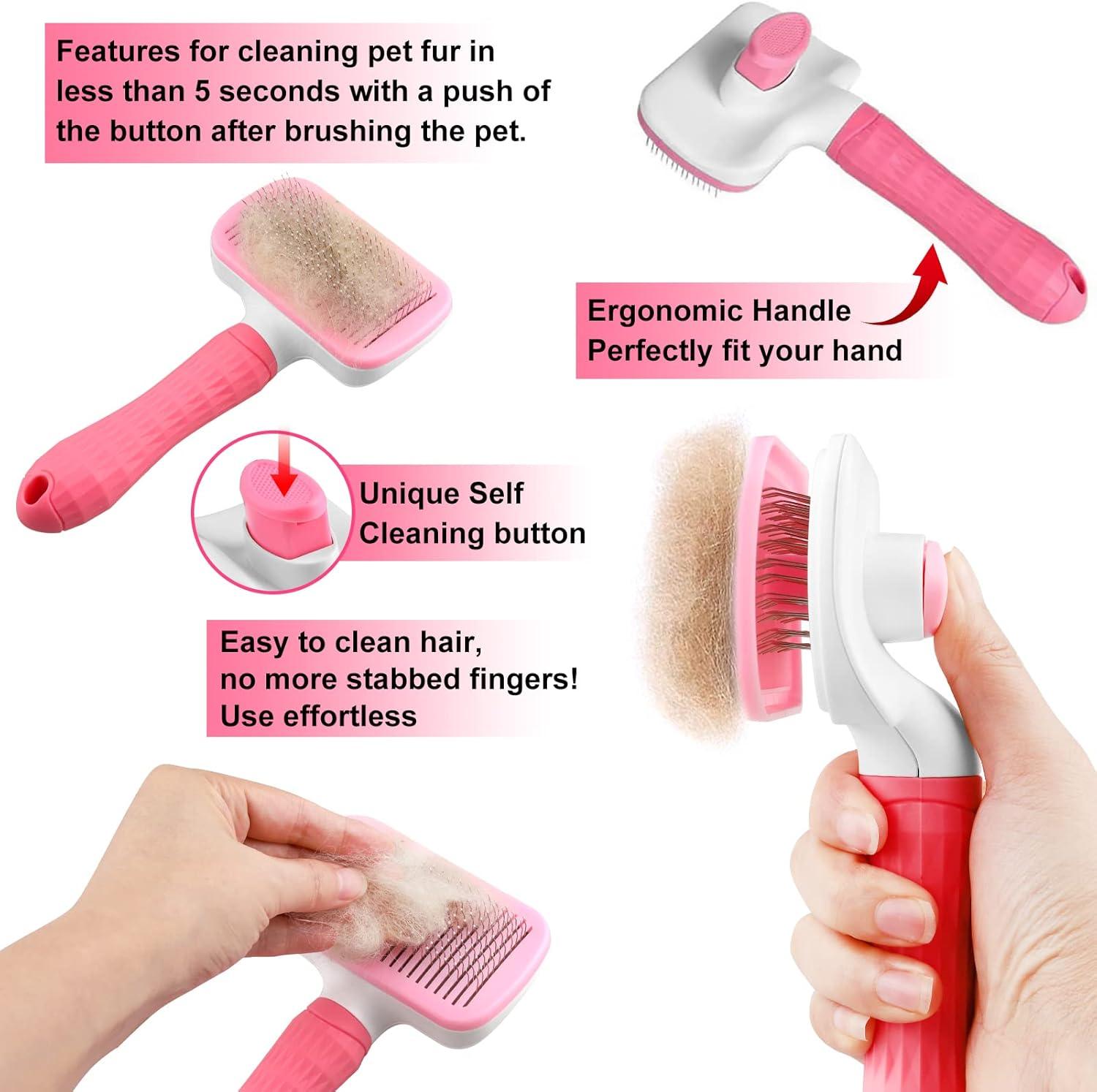 Dog Brush Cat Brush Grooming Comb,Self Cleaning | PetNestUK