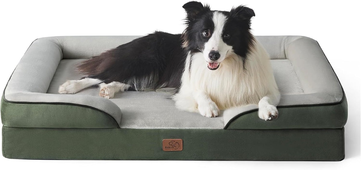 Bedsure Foam Dog Sofa Bed with Bolster Sides