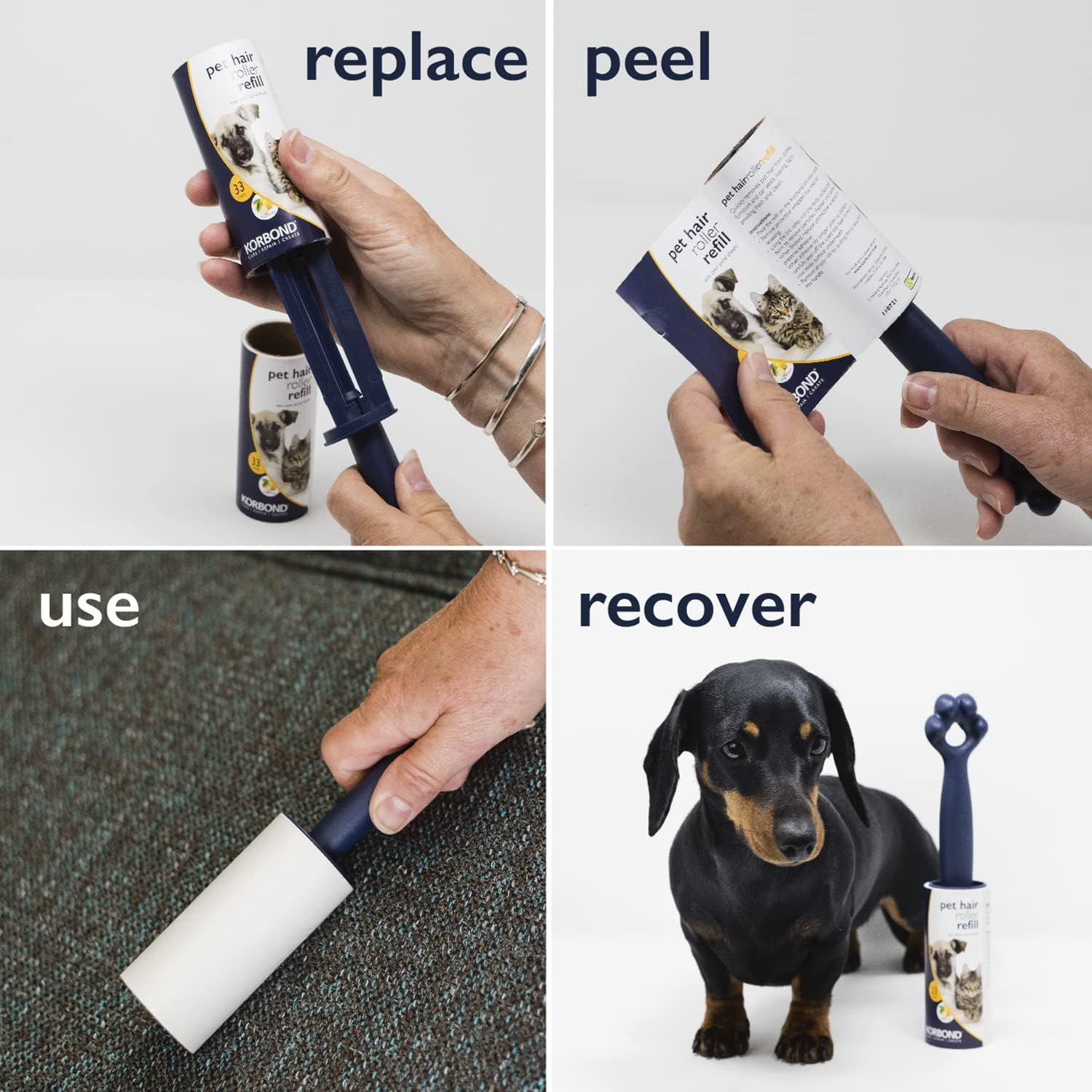 Korbond Pet Lint Roller Refills - 396 Sheets, | PetNestUK