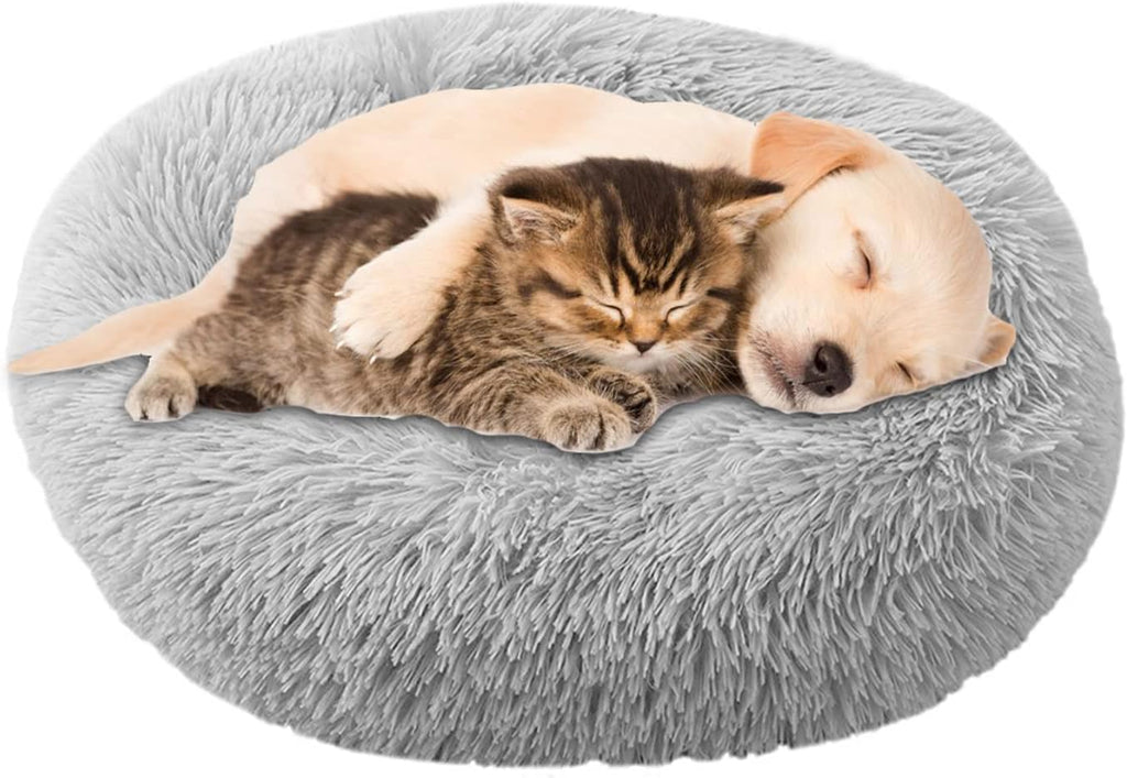 UUEMB 50cm Calming Dog Cat Bed, Plush Donut Pets | PetNestUK