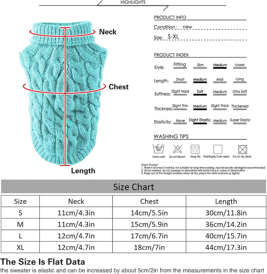 Pet Dog Turtleneck Knitting Sweater Coat Winter | PetNestUK