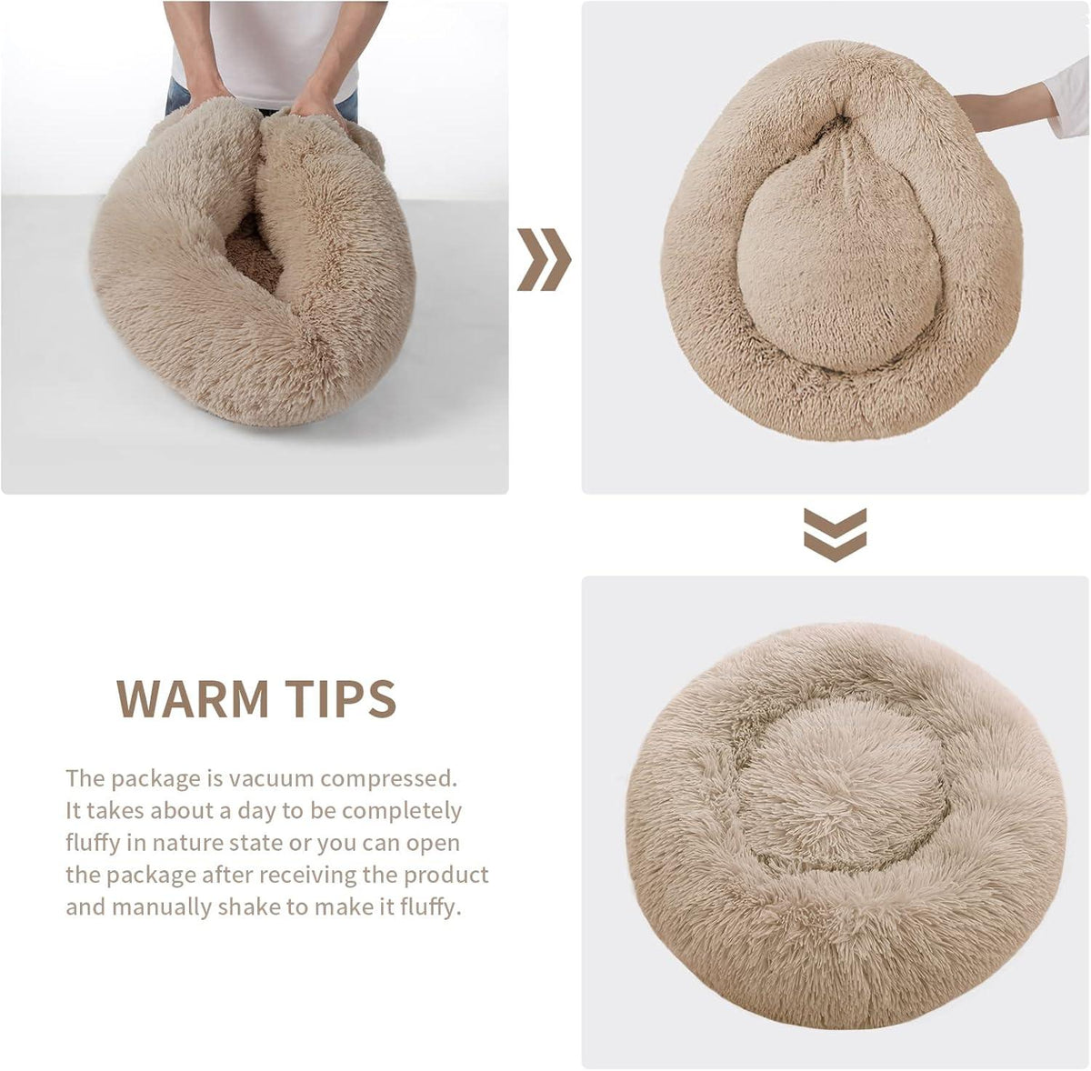 YOJOGEE Faux-Fur Donut Pet Bed