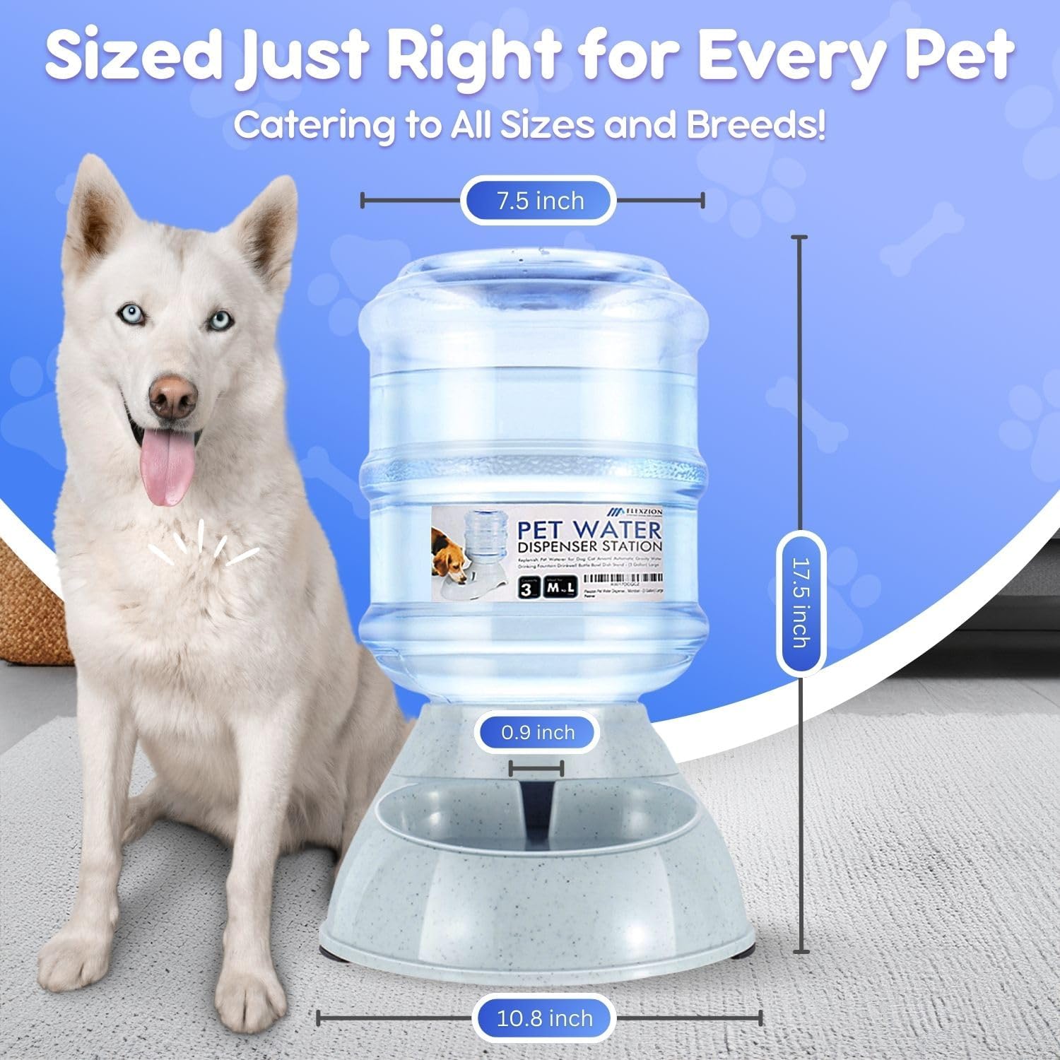 Flexzion Gravity Pet Water Dispenser Drinking | PetNestUK