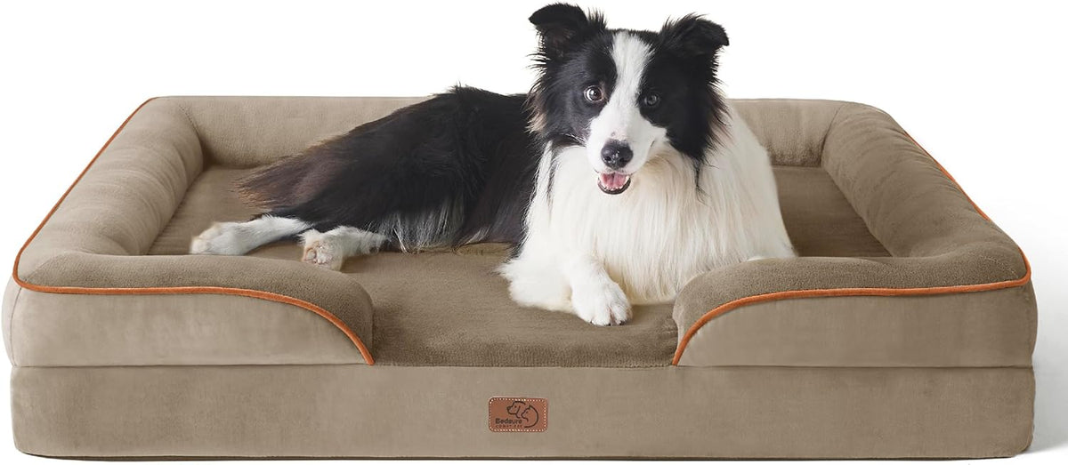 Bedsure Foam Dog Sofa Bed with Bolster Sides