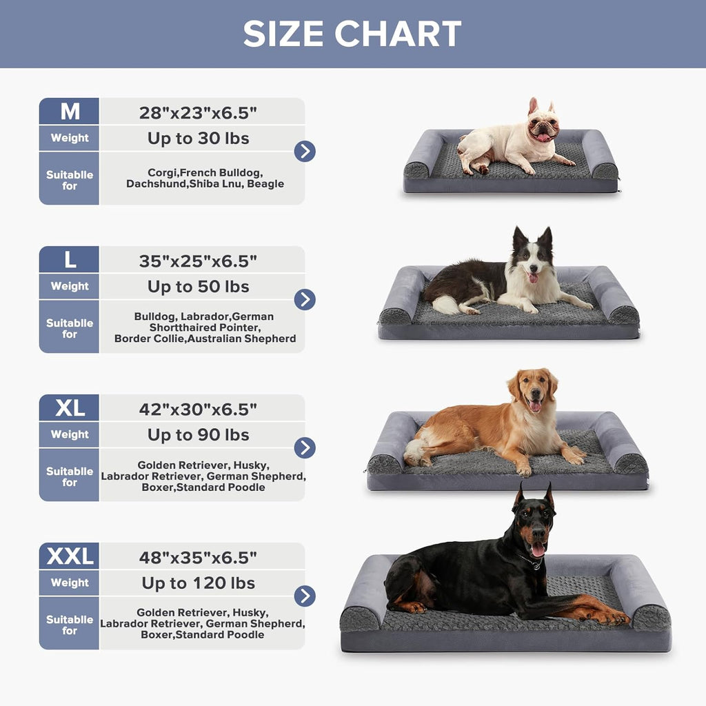 FURTIME Large Dog Bed(89 x 64cm), Orthopedic | PetNestUK