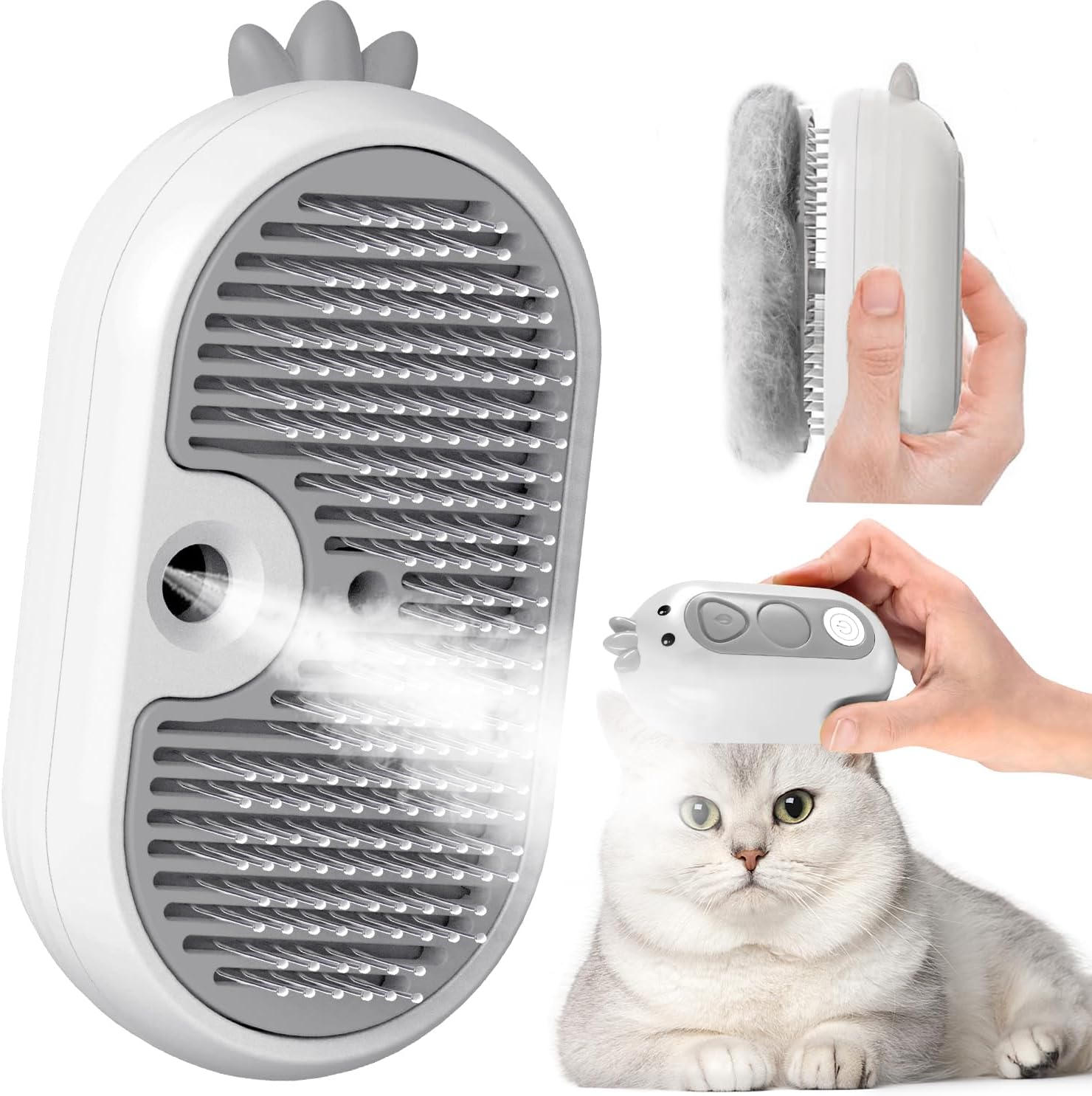 Cat Steam Brush with Release Button, | PetNestUK