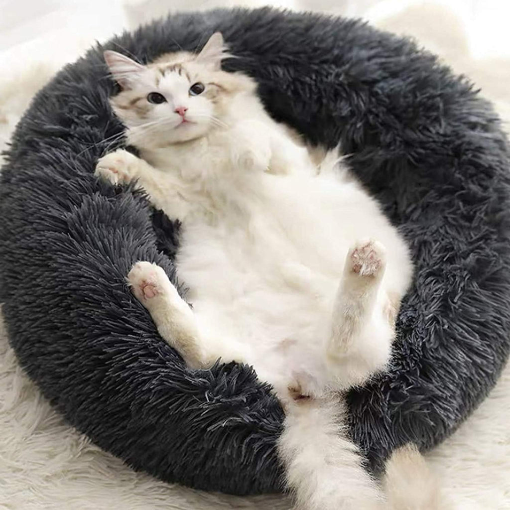 MFOX Calming Dog Bed Cat Bed Donut, Faux Fur | PetNestUK