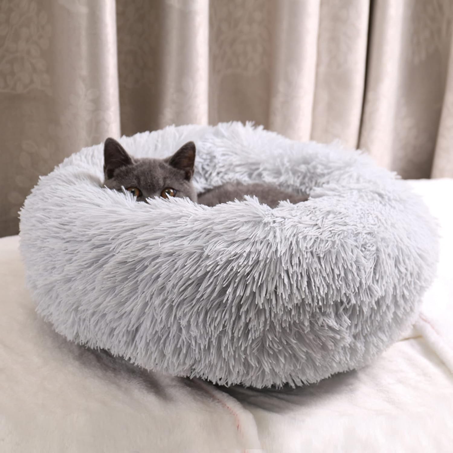 Enjamoy Plush Donut Dog Bed, Calming Round Dog | PetNestUK