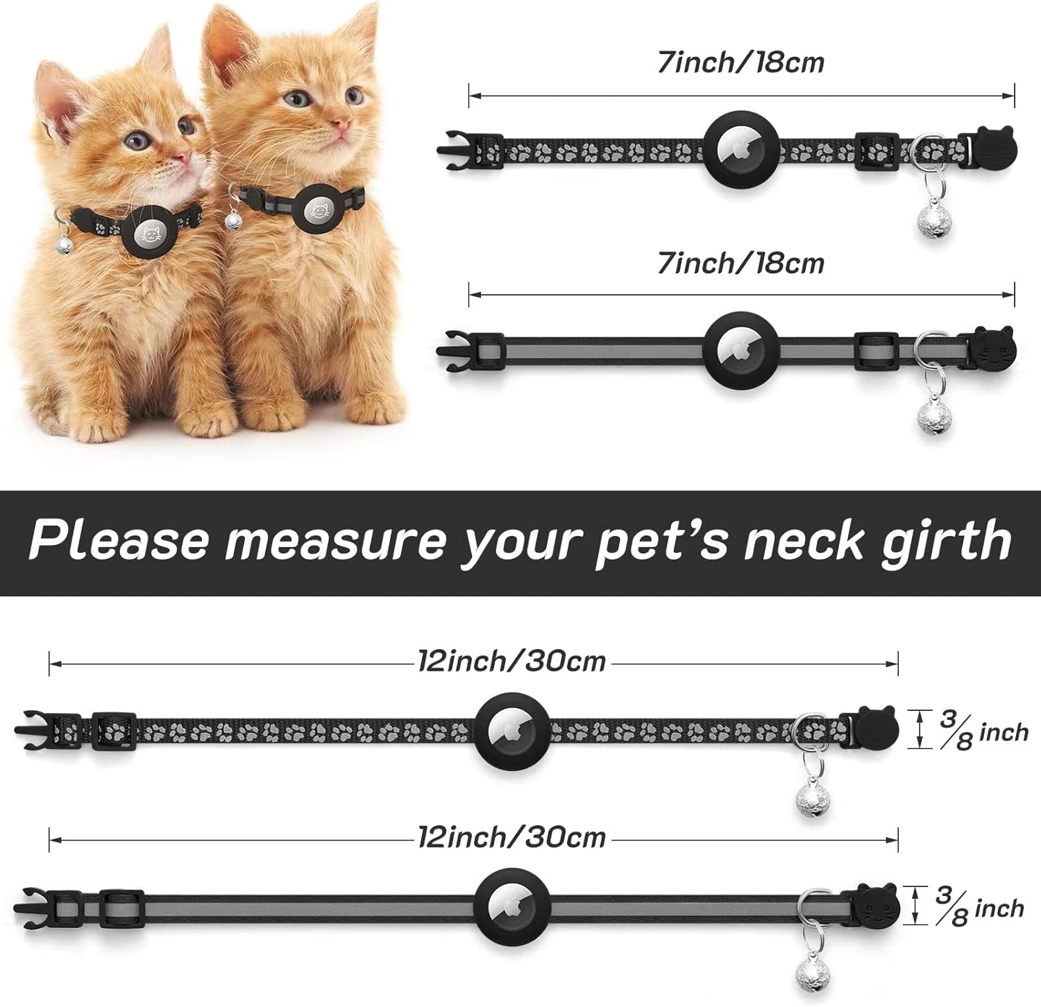 2 Pack Airtag Cat Collar Breakaway with | PetNestUK