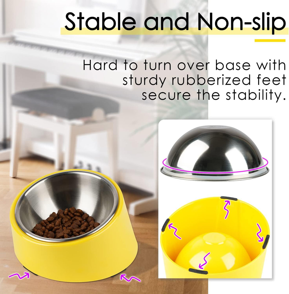 SuperDesign Slanted Stainless-Steel Pet Bowl
