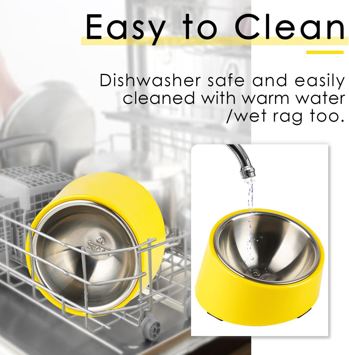 SuperDesign Slanted Stainless-Steel Pet Bowl