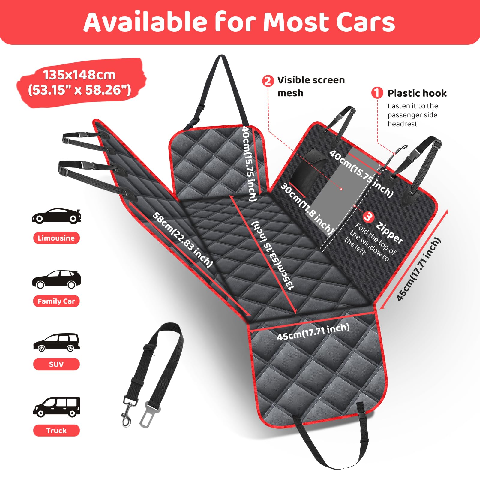 KYG Dog Car Seat Cover Dog Hammock For Car Back | PetNestUK