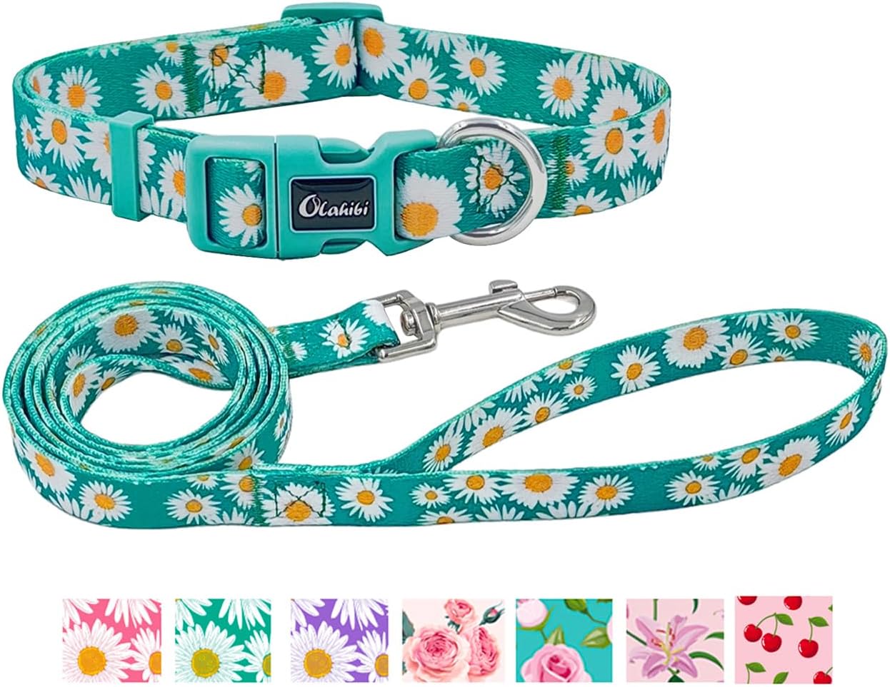 Olahibi Daisy Pattern Dog Collar and Leash | PetNestUK