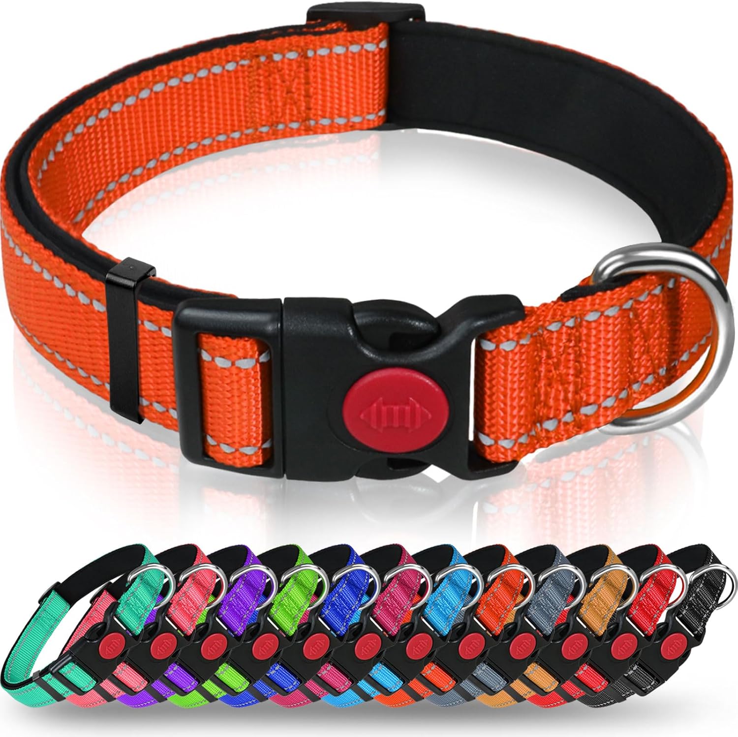 Taglory Reflective Nylon Dog Collar with Safety | PetNestUK