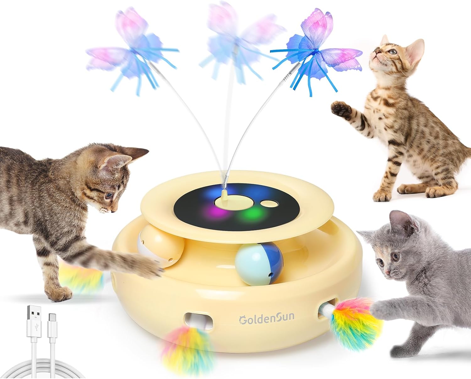 GoldenSun 3-In-1 Interactive Cat Toys for Indoor | PetNestUK
