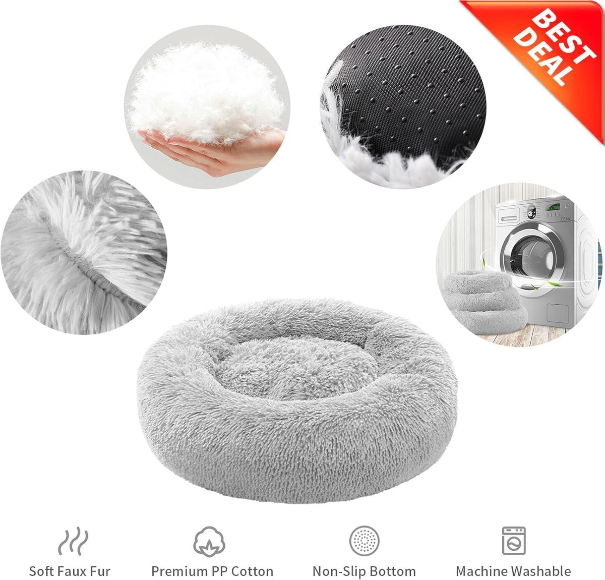 YOJOGEE Faux-Fur Donut Pet Bed