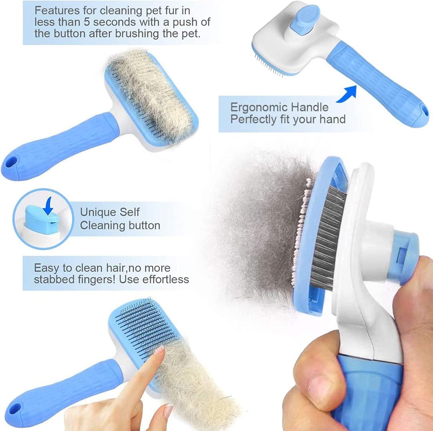 Dog Brush Cat Brush Grooming Comb,Self Cleaning | PetNestUK