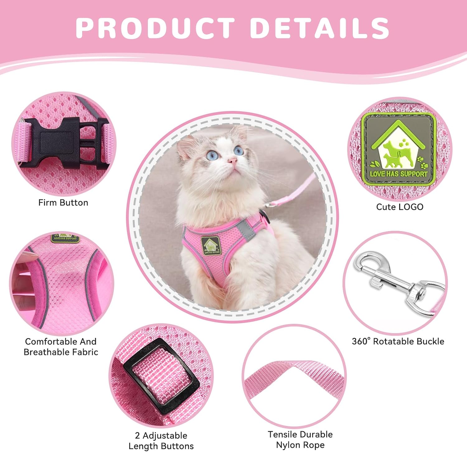Cat Harness and Lead Set,Adjustable Reflective | PetNestUK