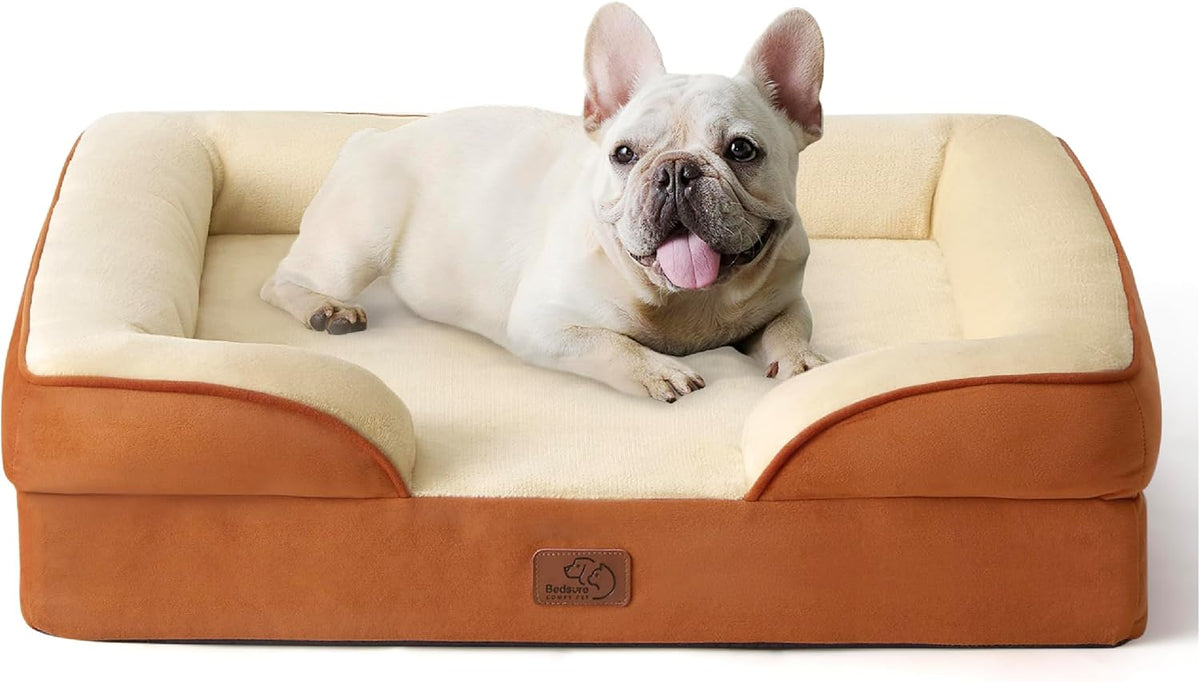 Bedsure Foam Dog Sofa Bed with Bolster Sides