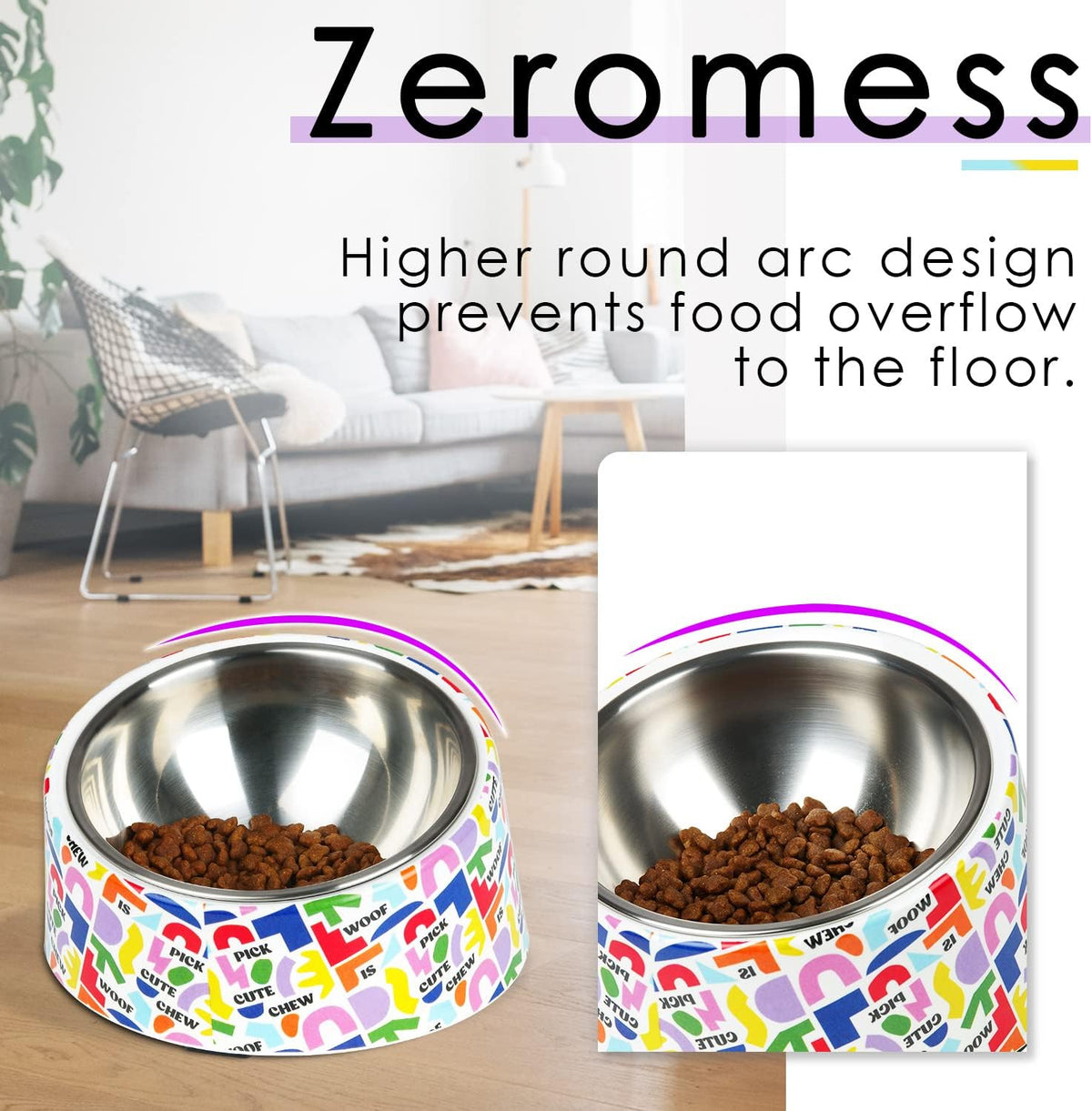 SuperDesign Slanted Stainless-Steel Pet Bowl
