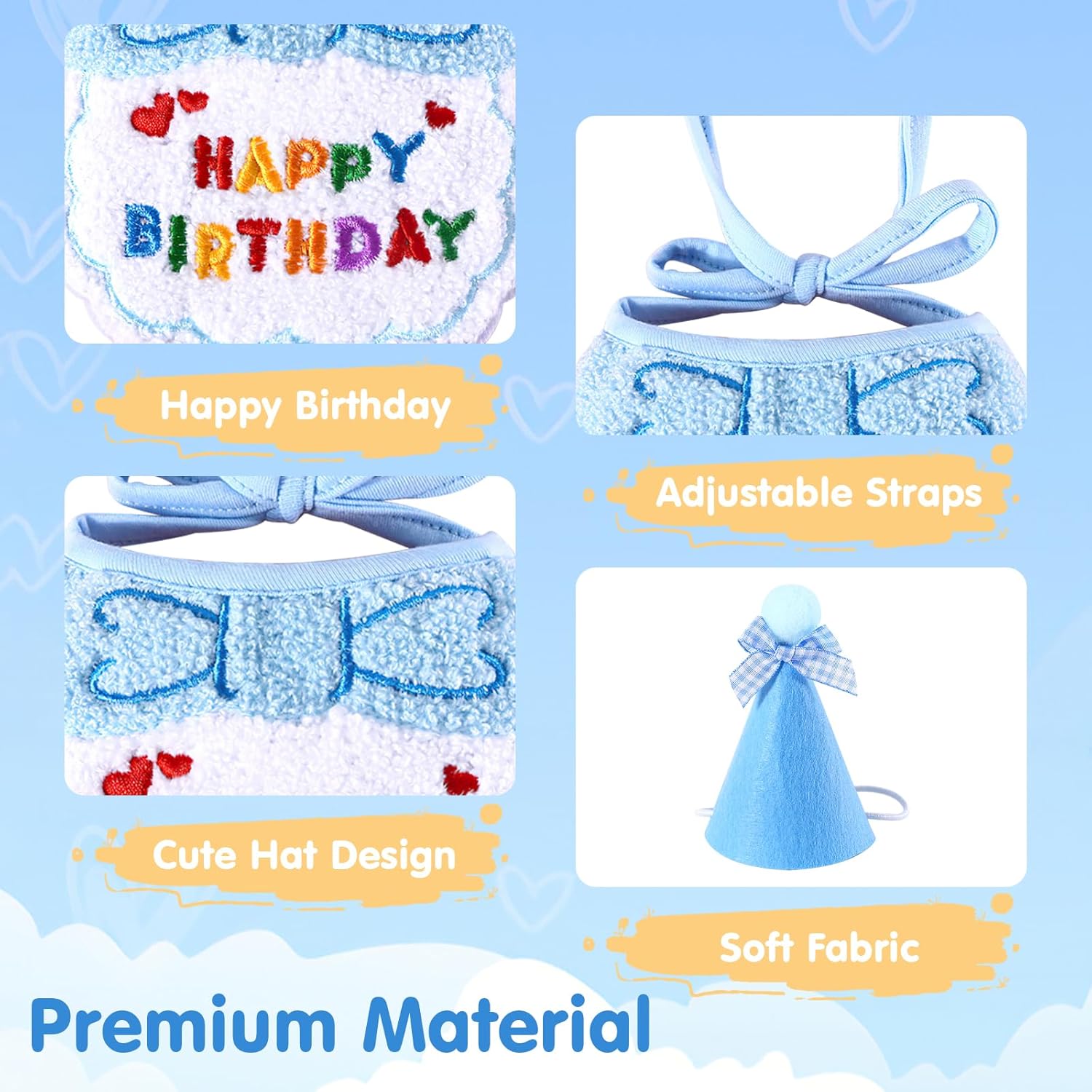 Small Dog Cat Birthday Hat Scarf Set,Cute Cat | PetNestUK