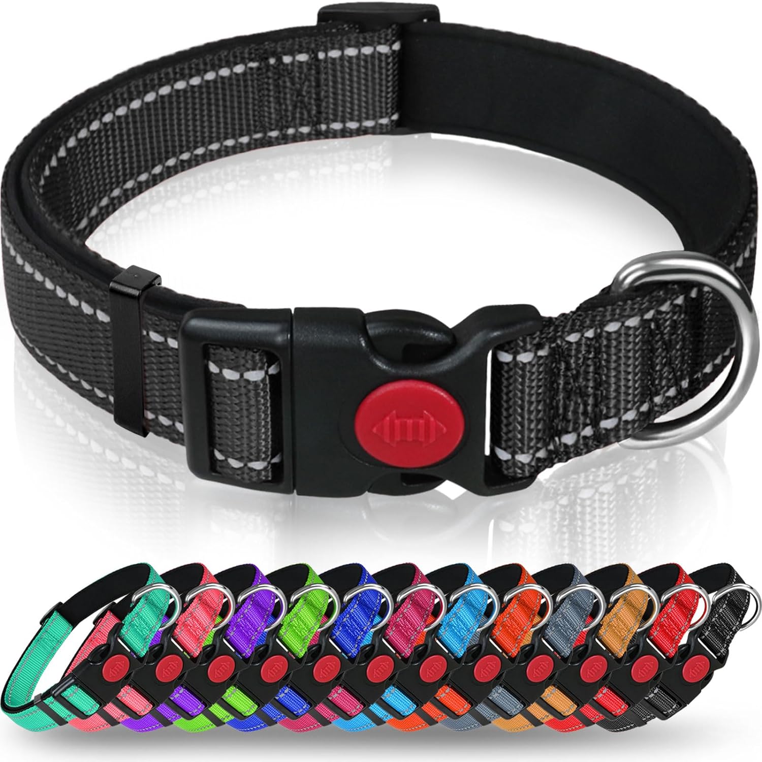 Taglory Reflective Nylon Dog Collar with Safety | PetNestUK