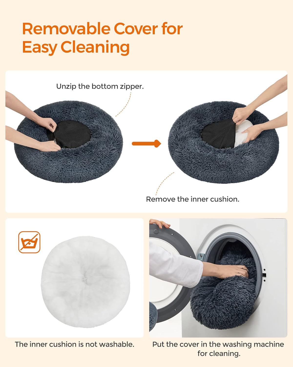 Feandrea Plush Donut Pet Bed