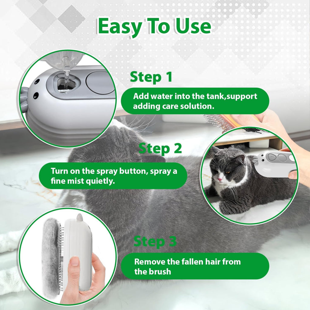 Cat Steam Brush with Release Button, | PetNestUK