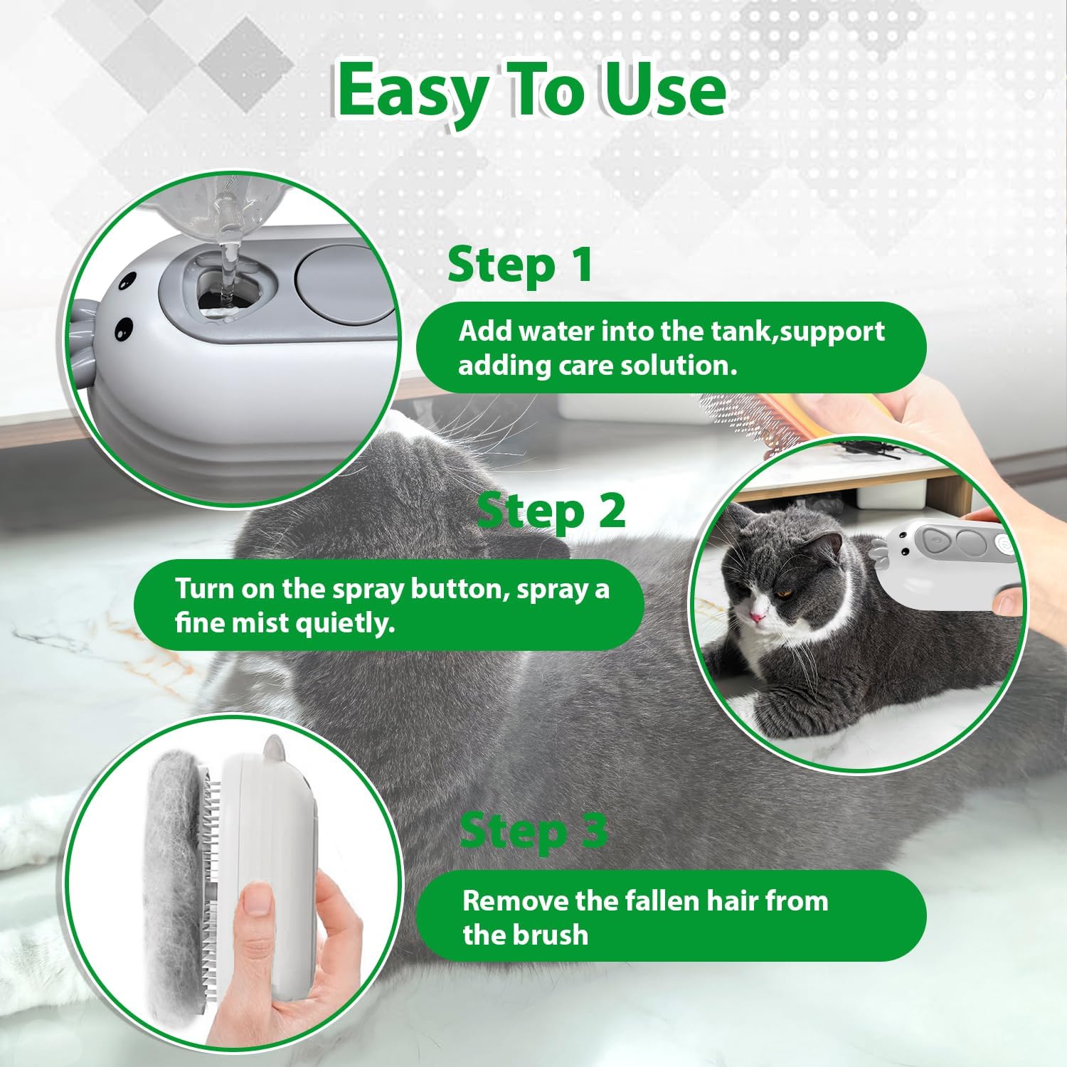 Cat Steam Brush with Release Button, | PetNestUK