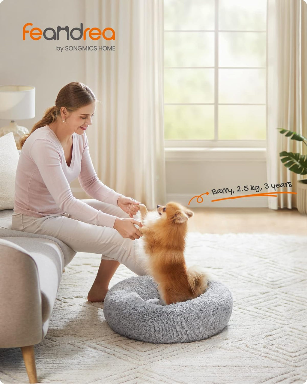 Feandrea Dog Bed, Donut Cat Bed, Fluffy Calming | PetNestUK
