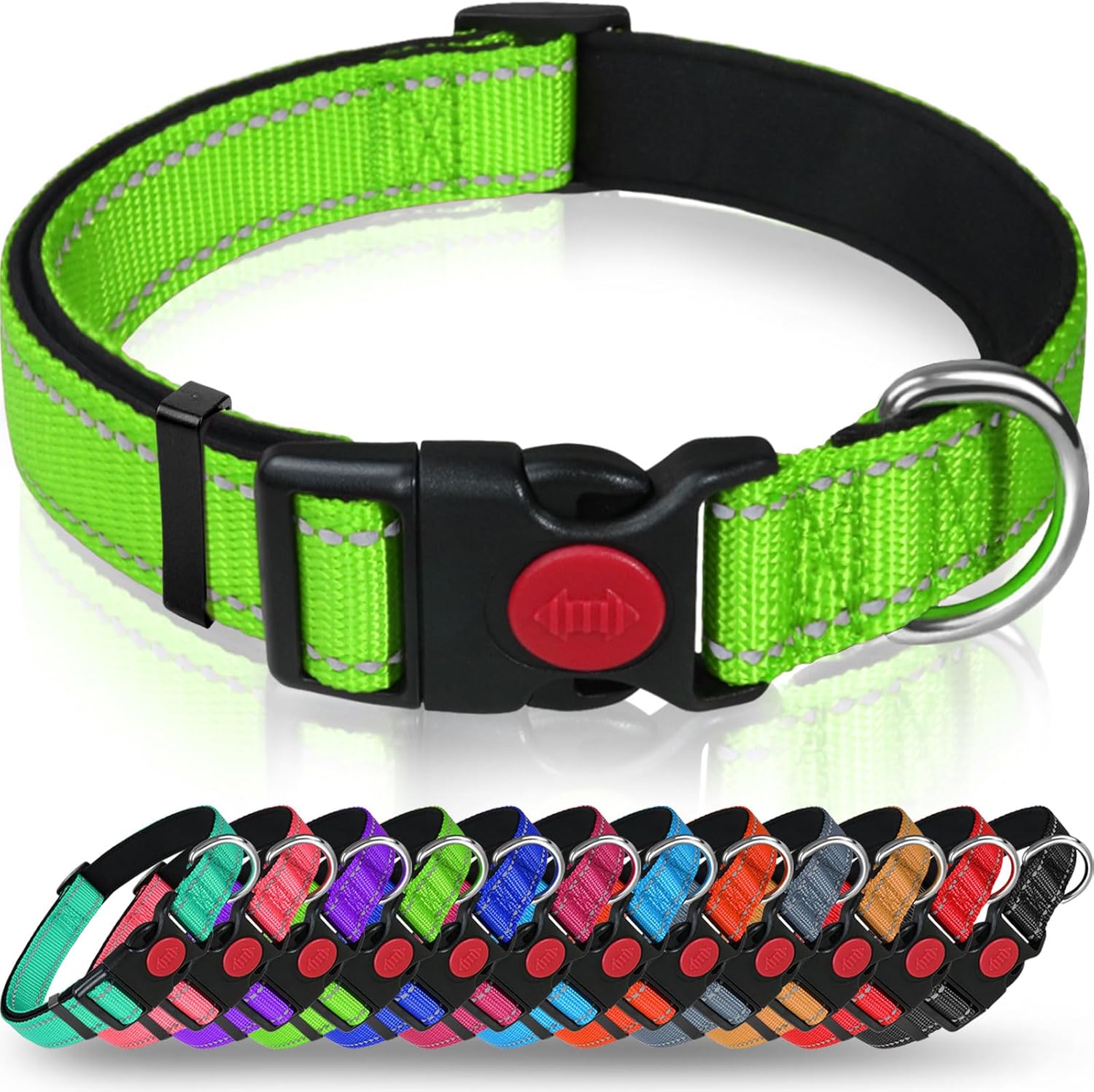 Taglory Reflective Nylon Dog Collar with Safety | PetNestUK