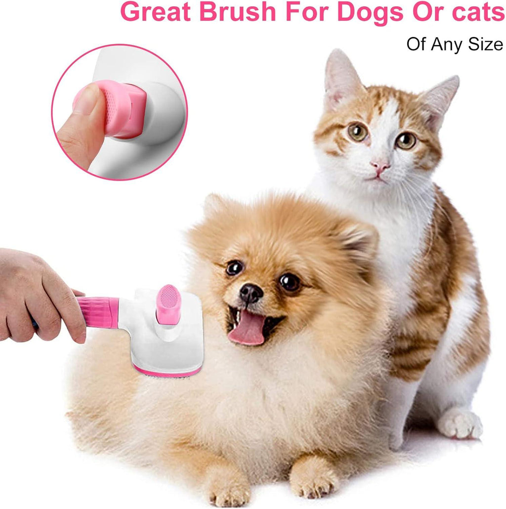 Dog Brush Cat Brush Grooming Comb,Self Cleaning | PetNestUK