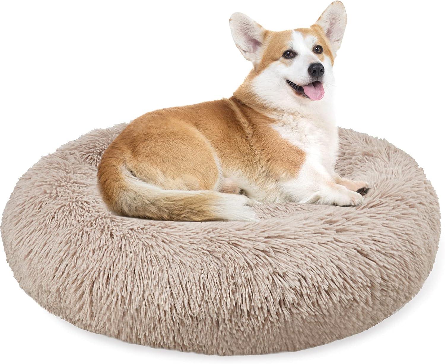 Enjamoy Plush Donut Dog Bed, Calming Round Dog | PetNestUK