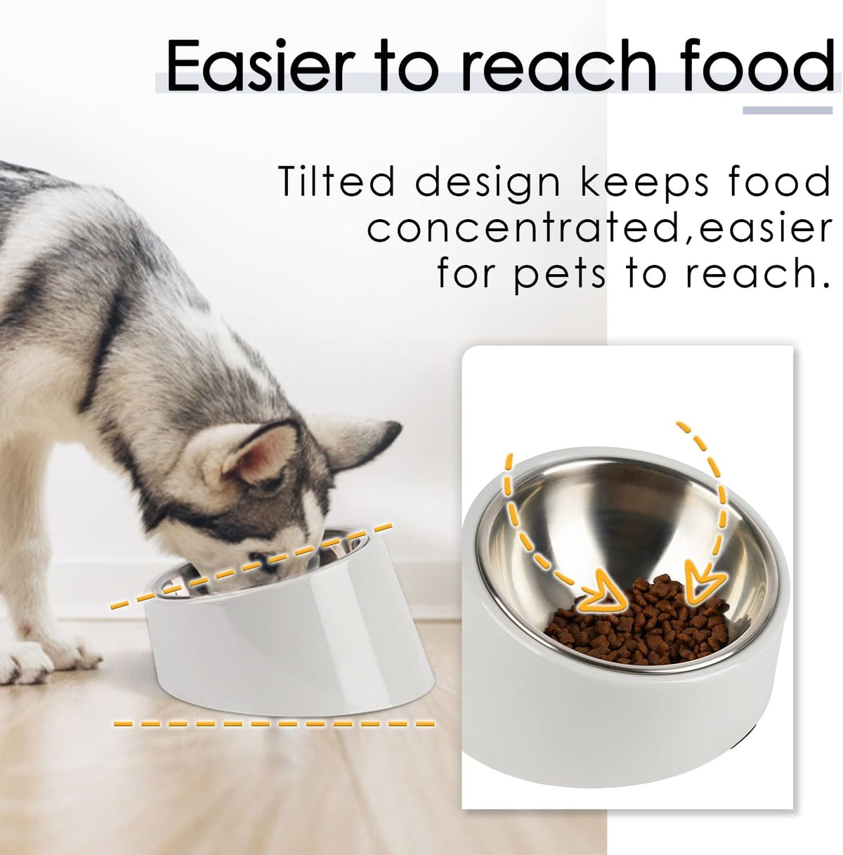SuperDesign Slanted Stainless-Steel Pet Bowl