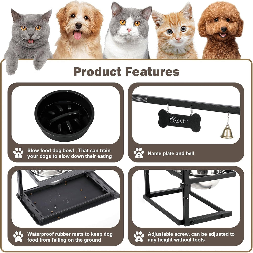 Raised Dog Bowl Height-Adjustable, Dog bowls | PetNestUK