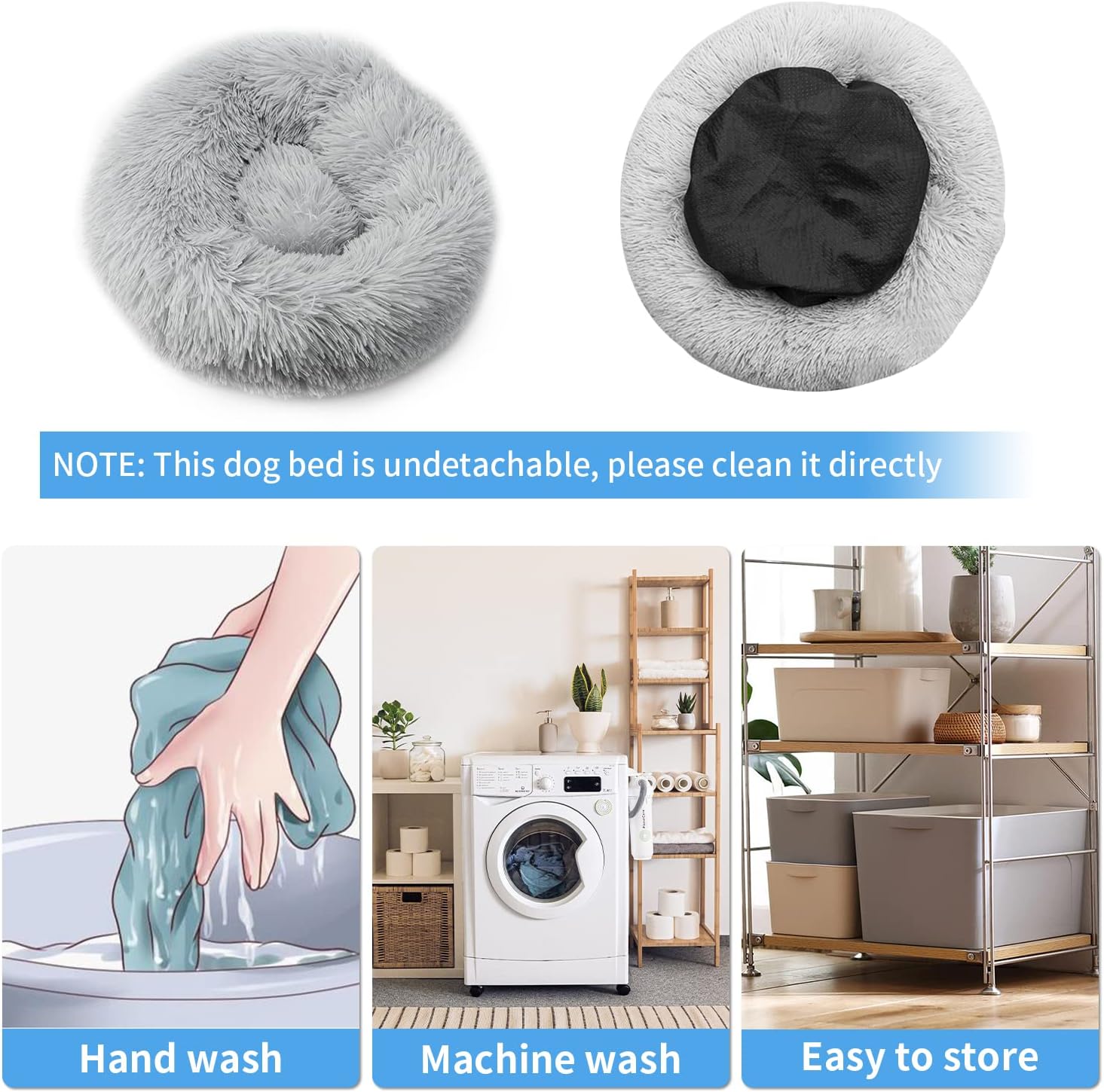 UUEMB 50cm Calming Dog Cat Bed, Plush Donut Pets | PetNestUK