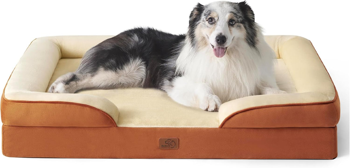 Bedsure Foam Dog Sofa Bed with Bolster Sides