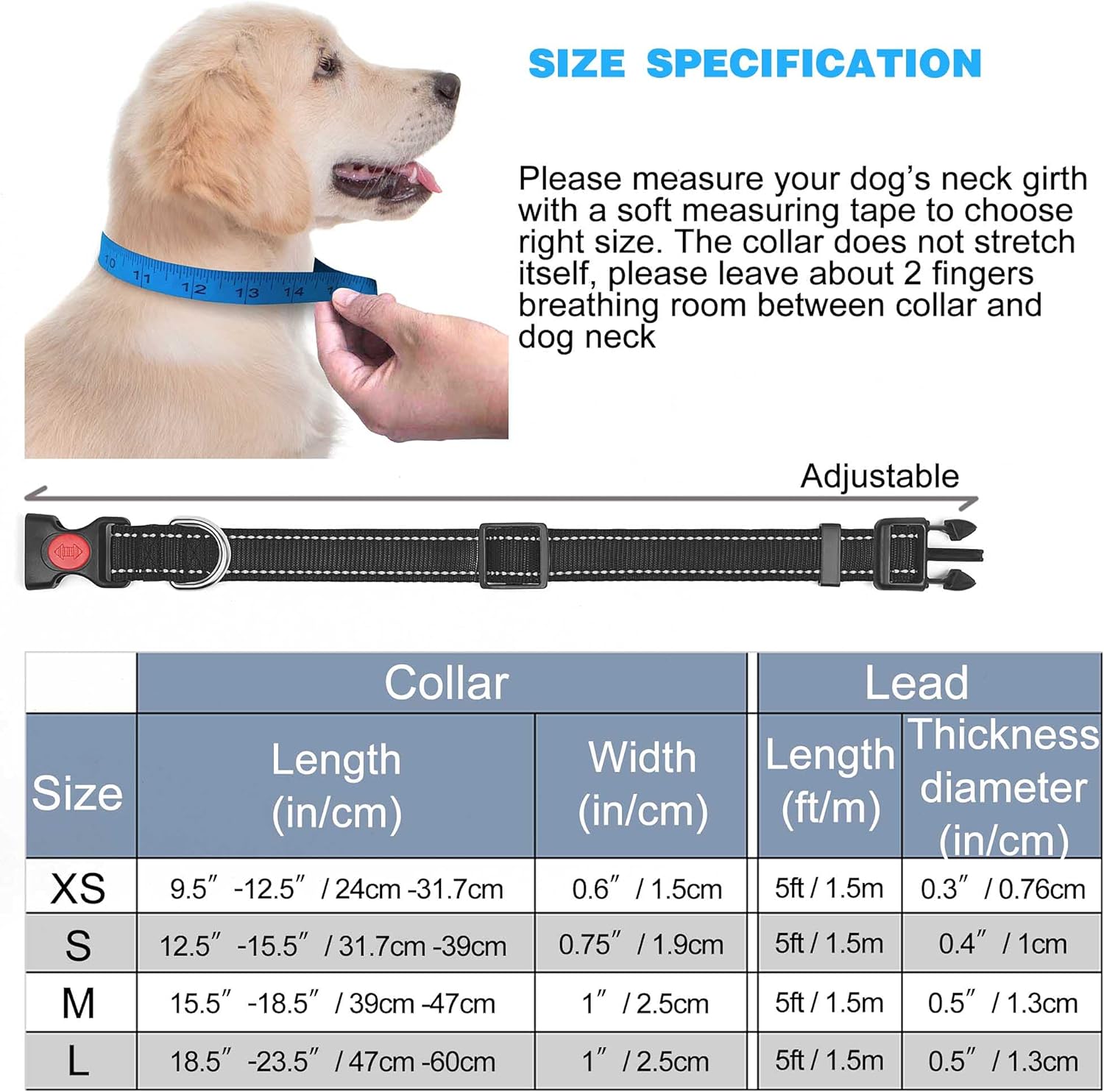 haapaw Reflective Dog Collar Padded with Soft | PetNestUK