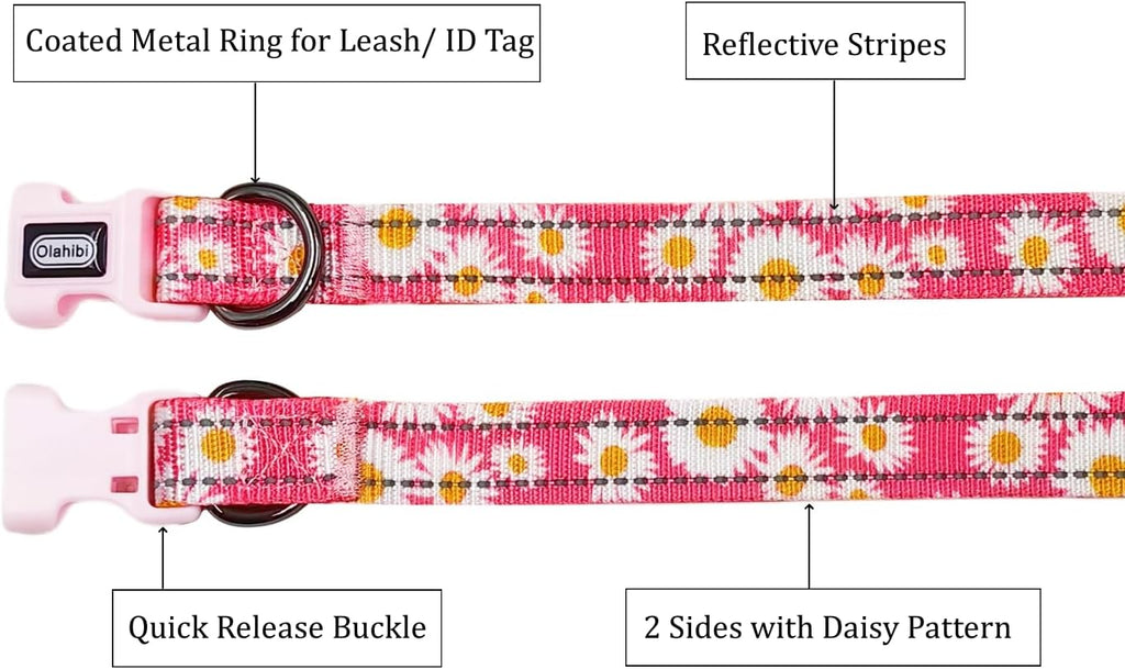 Olahibi Daisy Pattern Dog Collar and Leash | PetNestUK
