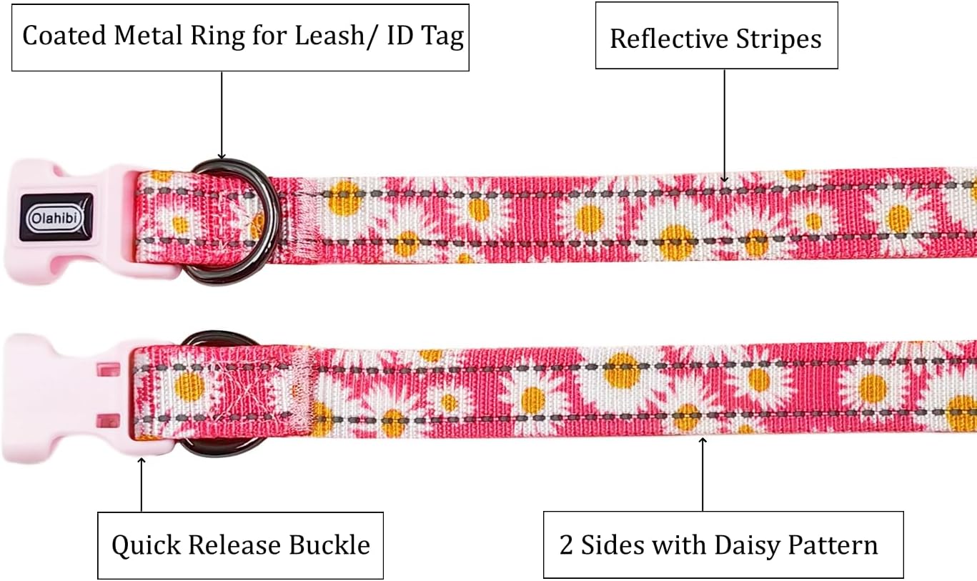 Olahibi Daisy Pattern Dog Collar and Leash | PetNestUK